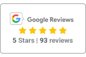 Google Reviews 5 Stars / 93 Reviews - Badge